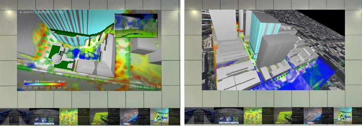 「丸の内パークビル」中庭の熱環境シミュレーション動画の展示イメージ