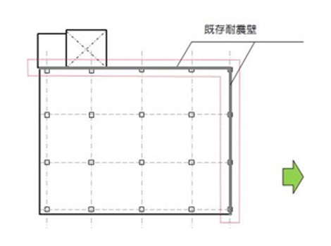 基準階耐震壁配置　改修前