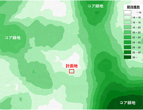 エコロジカルネットワーク評価（生息モデルを活用し緑地間の繋がりを可視化）