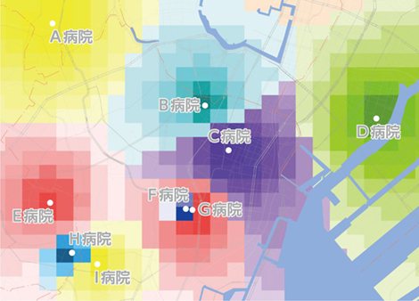 地域での来院者数の予測イメージ